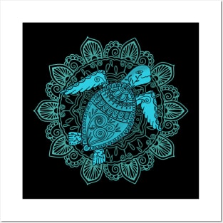 Sea Turtle In A Mandala Posters and Art